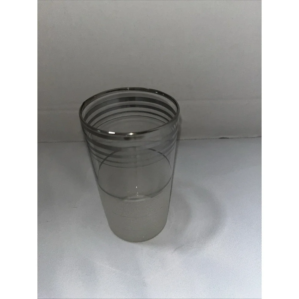 Vintage Barware‎ Frost Bottom Glass Silver Bands Drinking Glass West Virginia